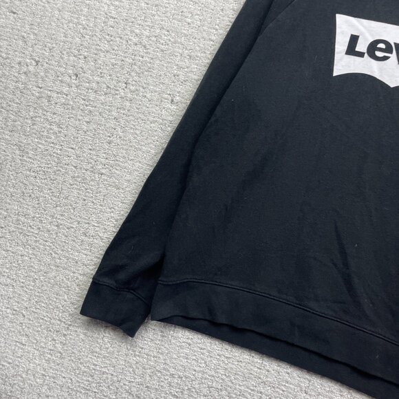 Levi's Graphic Sweatshirt Pullover Women Sz S Black w/ Classic Retro White Logo - Picture 2 of 13